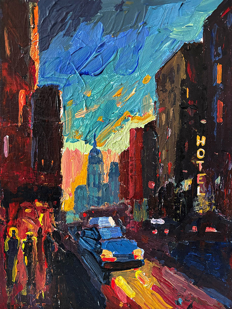 "Hotel" Acrylic Painting on Canvas Board
