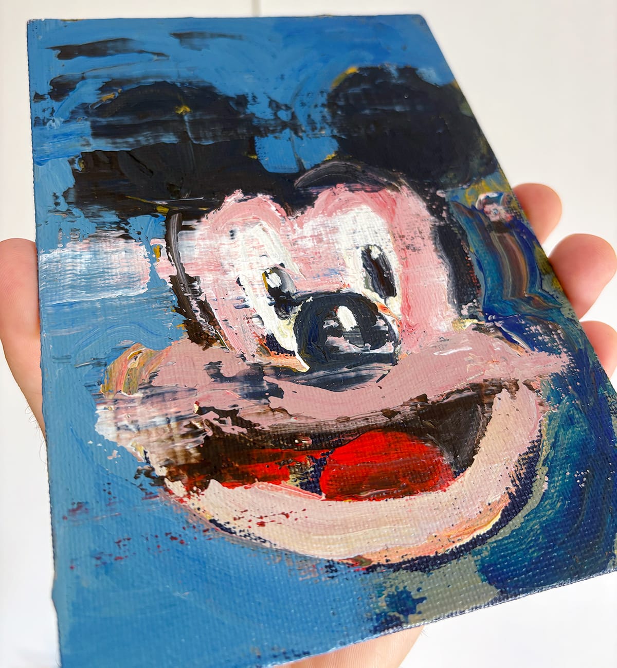 "Mickey" Small Acrylic Painting on Canvas Board